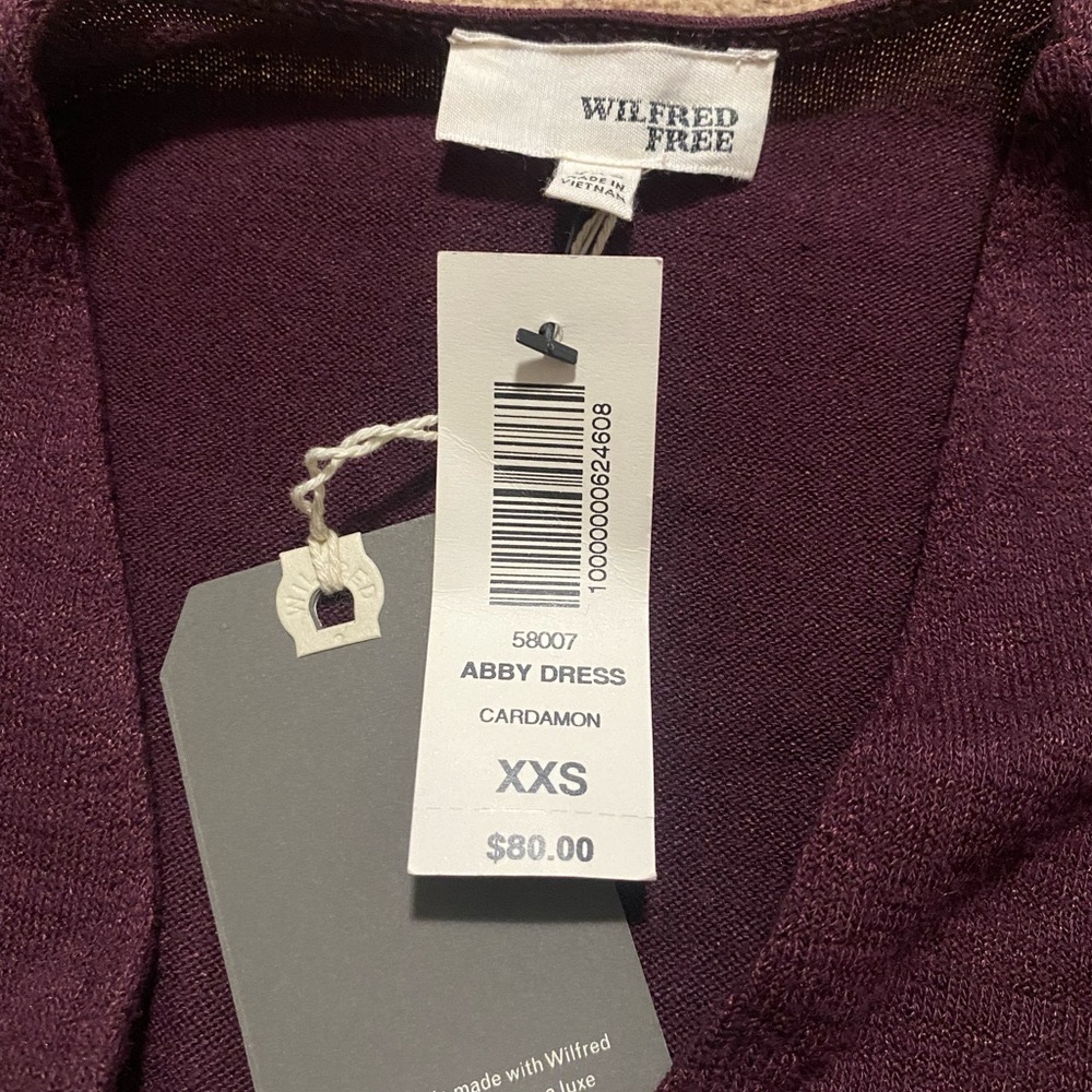BNWT Aritzia Wilfred Free Burgundy Abby Dress, Size XXS